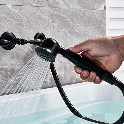 Robinet de baignoire cascade mural LED noir avec douchette chic