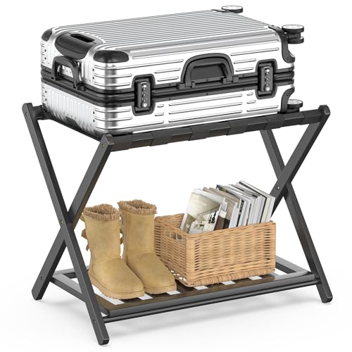 Support de valise pliable en bambou pour chambre d'amis