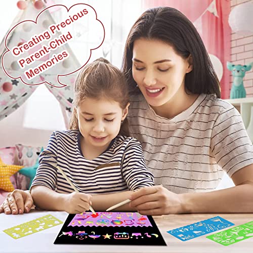 Zmlm Scratch Paper Art Set: 60Pcs Magic Drawing Art Craft Kid Black Scratch Off Paper Supply Kit Toddler Preschool Learning Bulk Toy For Age 3 4 5 6 7 8 9 10 Girl Boy Christmas Birthday Party Gift #TOP2