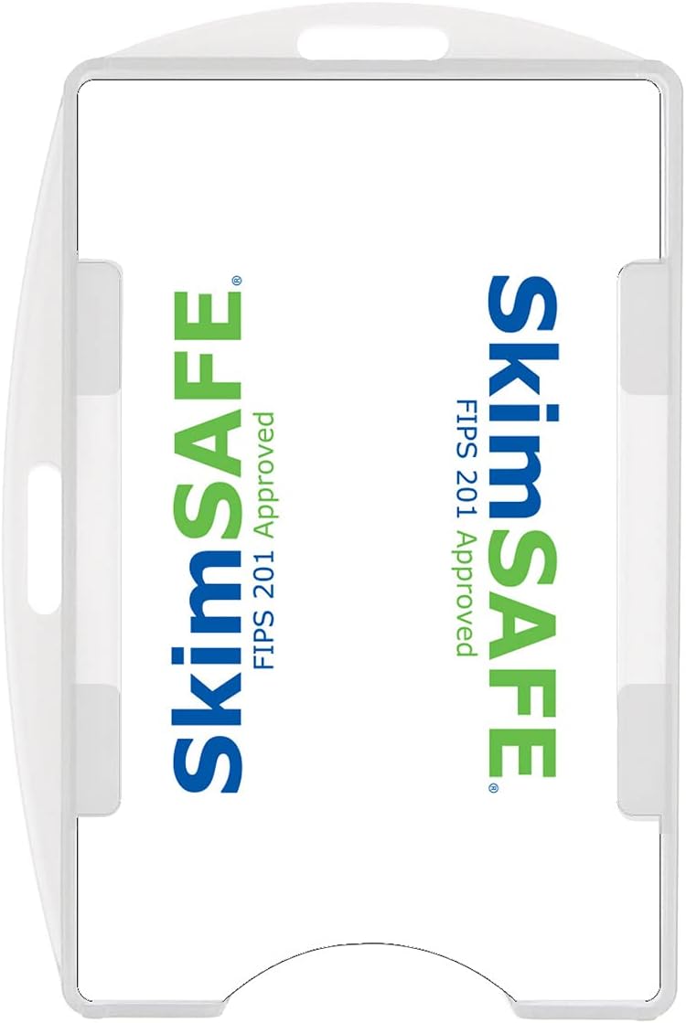 Bulk 50 Pack - RFID Blocking ID Badge Holder (Holds 2 Cards) - SkimSAFE- Dual Sided Shield Blocks 13.56MHz Radio Signal - Specialist ID (Frosted Clear)