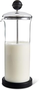Fino Milk Frother، زجاج مقسى، قاعدة غير منزلقة، سعة 16 أونصة