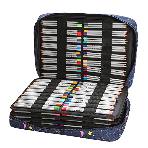 Image of Lbxgap Portable Colored Pencil Case 480 Slots Pencil Case or 320 Gel Pen Case Large Capacity Pencil Organizer with Handle Strap Handy Colored Pencil Box for Artist