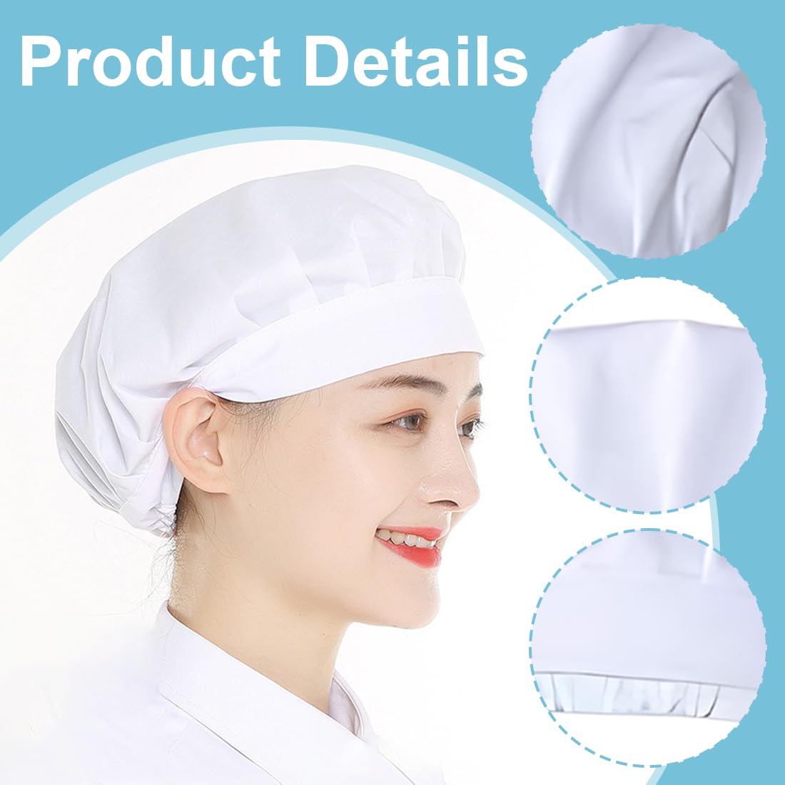 ZAMXHUG 3pcs Chapeau de Chef Réutilisable - Chapeau de Cuisine Service Alimentaire, Chapeaux de Chef réglables en Maille Respirante et élastique pour Cuisine, Service de Cuisine et Autres travaux