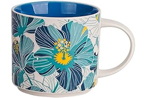 Ceramic Blue Mug: Vintage Floral Hand Painted Masterpiece