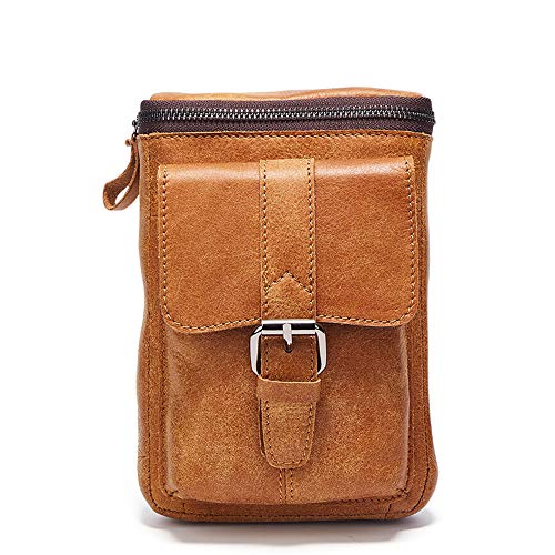WMA-Bolso Retro De Piel para Hombre. Ocio Al Aire Libre Use El Bolsillo del Cinturón Multifuncional Bandolera Bandolera
