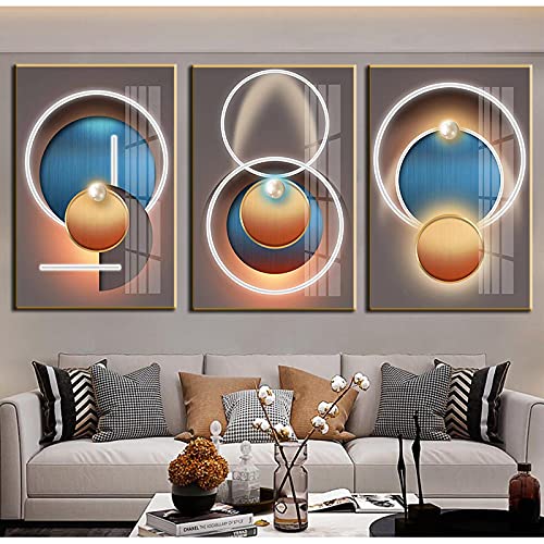 Peinture abstraite toile impression HD supérieure triptyque géométrique