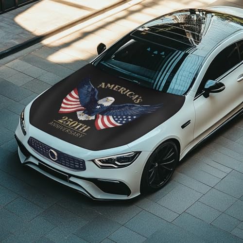 Image of 250 Anniversary USA Car Hood Cover Polyester Elastic Fabrics Can be Washed Suitable for SUV Trucks Universal for Cars