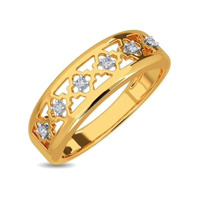 Image of KISNA 14k / 18k Real Gold & Diamond Ring | Diwali, Rakhi Rakshabandhan Gift for Sister /Bhabhi /Women | With Certificate of Authenticity & BIS-Hallmarked Gold Jewellery | Shaniya Ring
