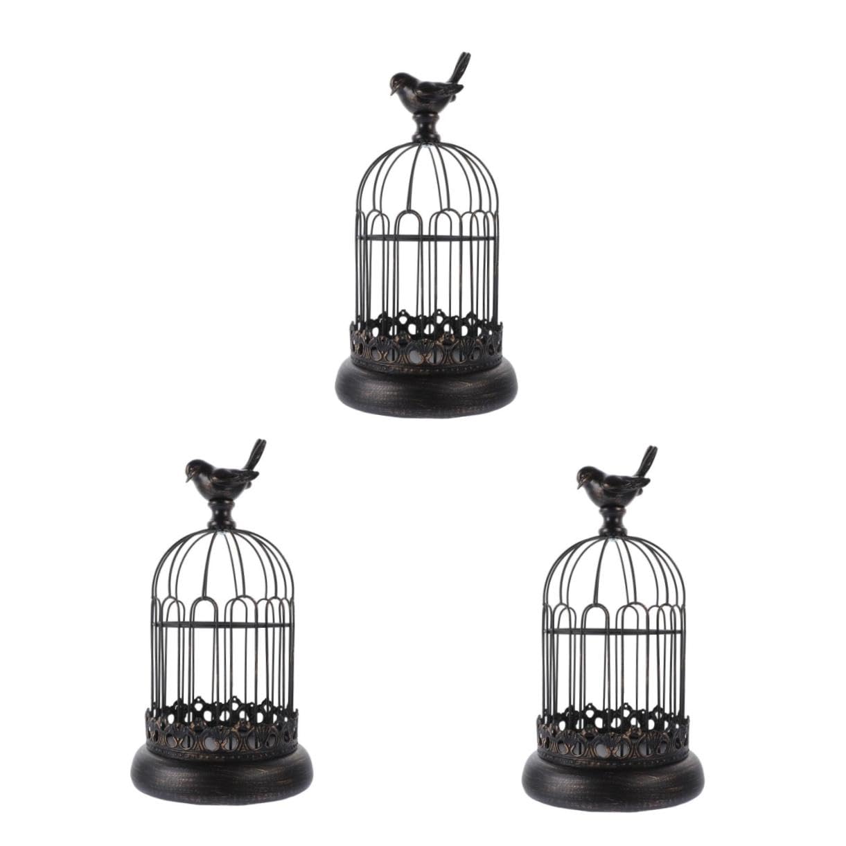 MAGICLULU 3 Stck. Leuchter-Ornament Laterne Fackel Spitzkerzen Kerzenhalter Votiv- Geführte Kerze Solar- Teelichthalter Tiki Kerzenwärmerlampe Vintage Lantern Käfig Docht Eisen Black