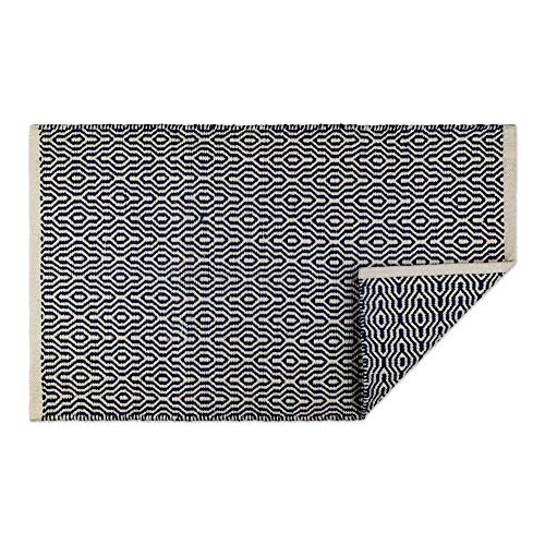 Tapete decorativo de algodón trenzado 76x46 cm azul miniatura 1