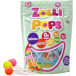 Zollipops Clean Teeth Pops Sugar Free Candy with Xylitol, Dye-Free Lollipops - Keto & Diabetic-Friendly, Dentist-Approved Treats for Kids (Tropical Fruit 5.2 oz)