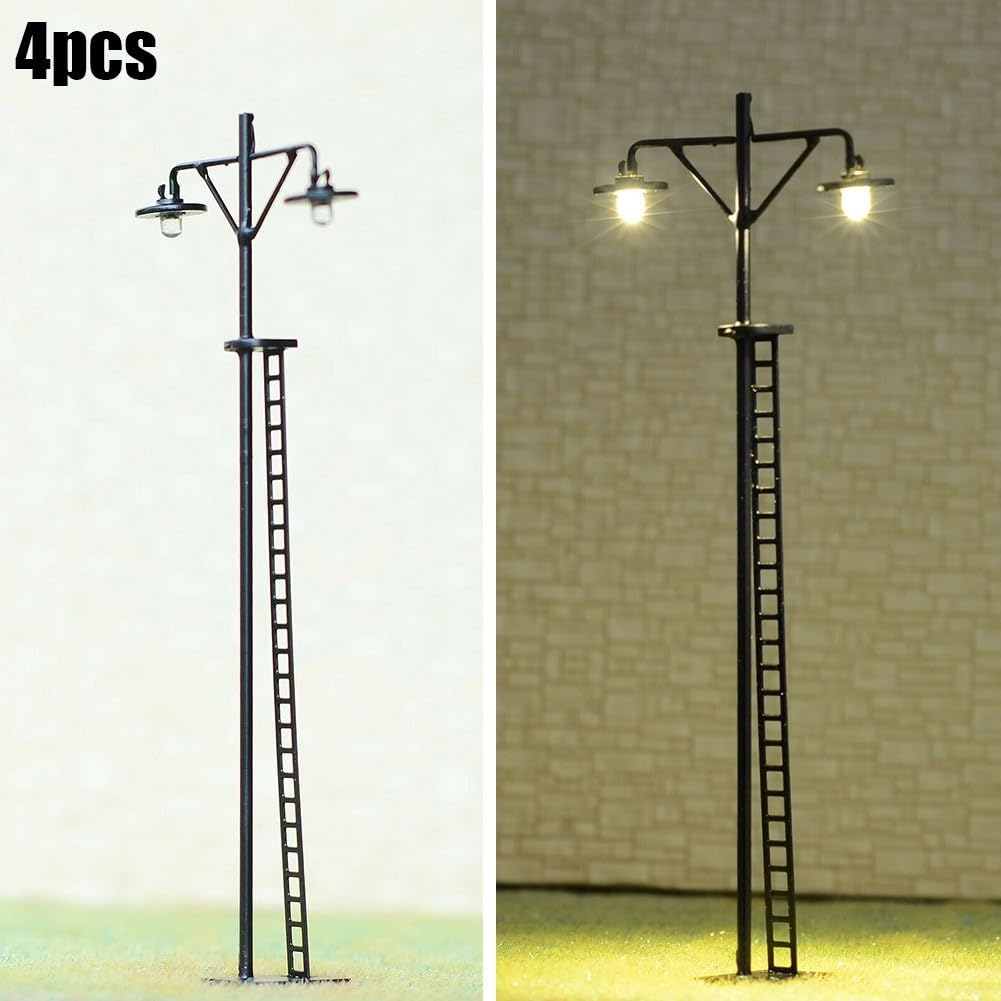 4pcs HO Scale LED Yard Light For Model Train Railroad Street Station, Model Railway Lights, Track Light HO Scale Layout(A)
