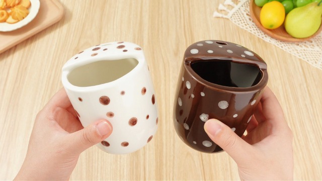 Pack de 2 tazas de café de cerámica 10oz con diseño pintado miniatura 7