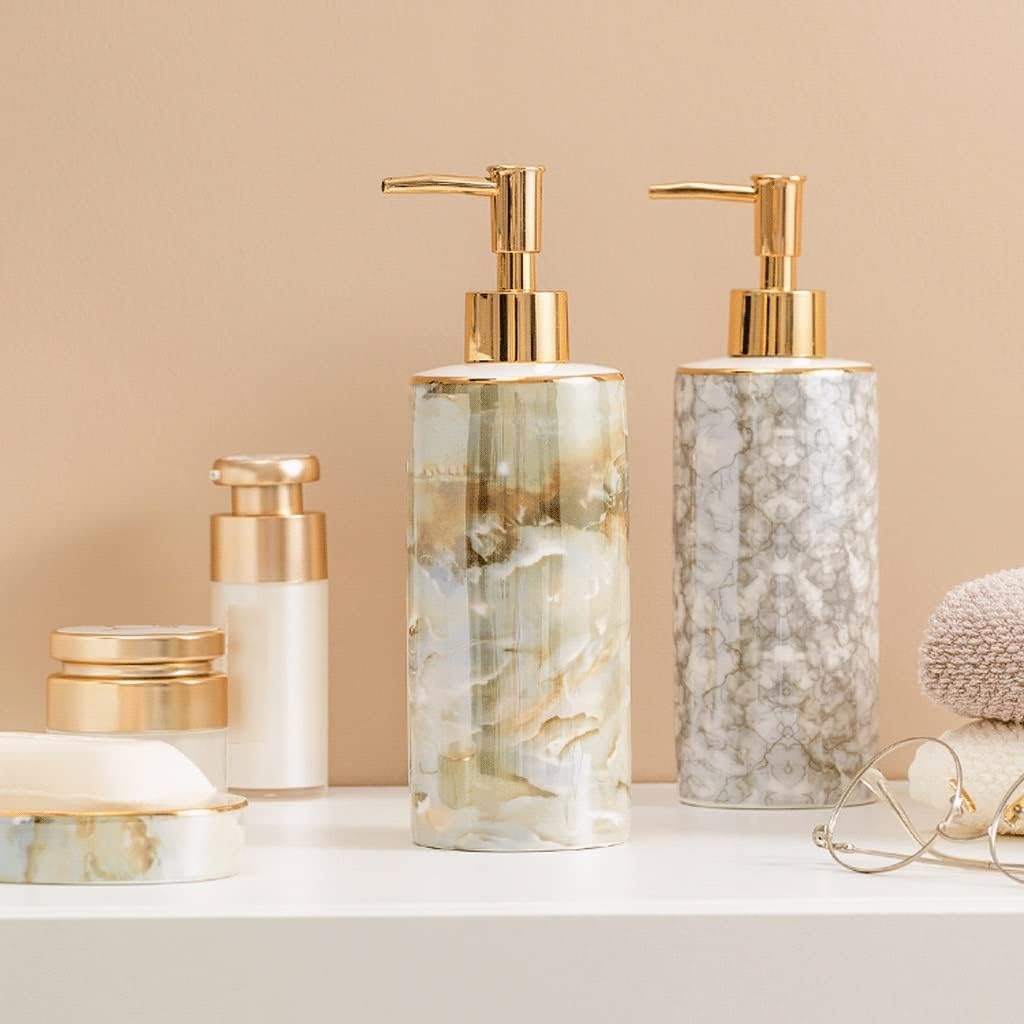 Soap Dispenser Soap Dispenser,Ceramic Lotion Dispenser,Creative Minimalist Countertop Manual Pump Bottle for Bathroom,Kitchen 390ml / 13oz Reusable (Soap Dispenser E)