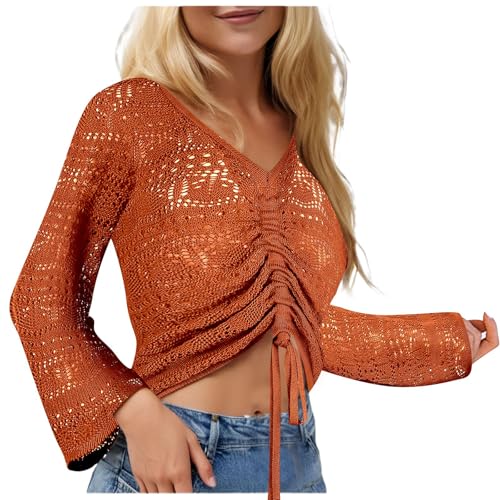 Boho Off Shoulder Sheer Crop Top with Sleeves & Ruffled Sweater Men Hoodie Pullover