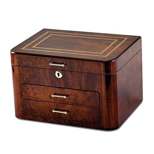 Elm Burl with Double Braided Accents Jewelry Chest