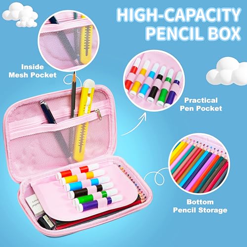 Image of VGRASSP Mermaid Theme Stationery Pencil Case for Kids with Mini Calculator - 3D EVA Zipper Pouch with Multi Storage Compartments - Fun School Stationery Organizer - Multicolor