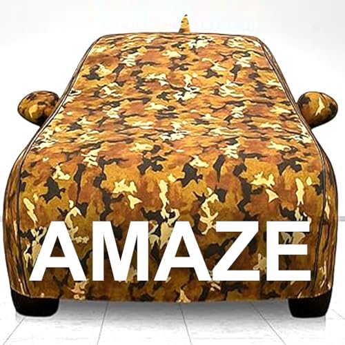 Image of 100% Waterproof Car Cover for Amaze UV Protection, Dustproof, Windproof | Custom Fit with Mirror Pockets, Belt & Buckle | All Weather Outdoor Body Cover(Jungle)