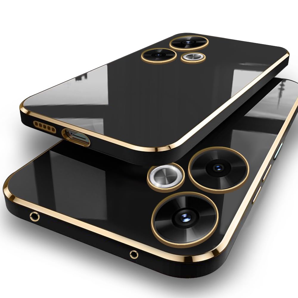 TheGiftKart Luxurious Golden-Plated Back Cover Case for Mi Redmi 13 5G / Poco M6 Plus 5G | Raised Lips for Camera & Screen Protection | ShockProof Design | Back Cover Case for Redmi 13 5G (TPU, Black) (B0D8T1JJ62) Amazon Price History, Amazon Price Tracker