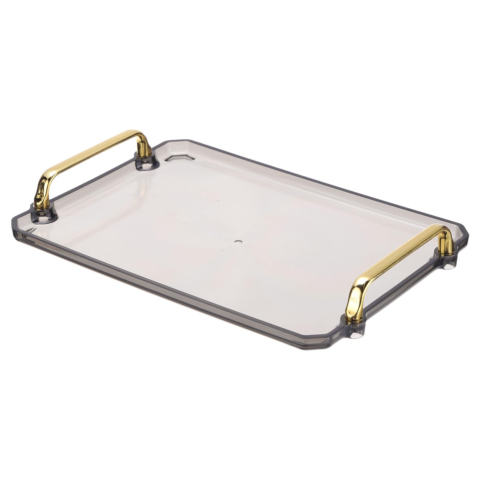 PATIKIL 12 x 8.6 Inches Plastic Serving Tray with Golden Handles