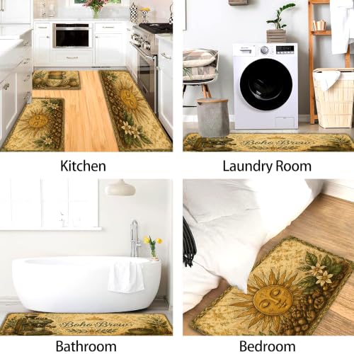 Tapis de cuisine lot de 3 café style rustique lavable et doux - 5