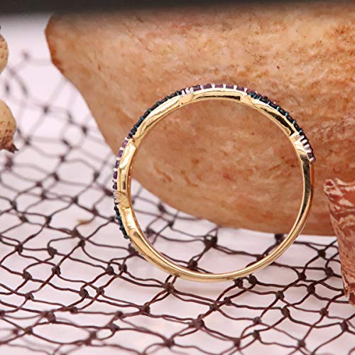 Dazzlingrock Collection Round Amethyst & Blue Sapphire Swirl Stackable Wedding Band for Women in Solid Gold4