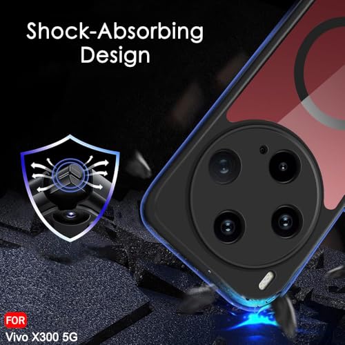 Image of TheGiftKart Hybrid Shockproof Back Cover Case for Vivo X300 5G Compatible with MagSafe | Camera Protection Module | Hard Back Cover for Vivo X300 5G (PC & TPU, Transparent Clear Back, Black Sides)