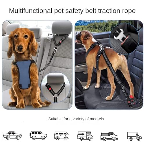 Anschnallgurt Hund Hundegurt Auto Zubehör Hundeanschnaller Hundegeschirr Sicherheitsgurt Autogurt Hunde Gurt Sicherheitsgeschirr fürs Auto, 1+1