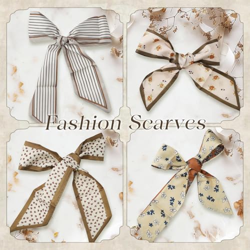 Head Scarf for Women, 4 Pcs Fashion Scarf Headbands, Boho Scarves for Women Lightweight, Multifunctional Headscarf for Bag Hair Accessories3