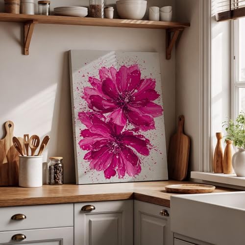 Toile fleurs roses XINBAO 60x80 cm fuchsia art mural imprimé botanique moderne