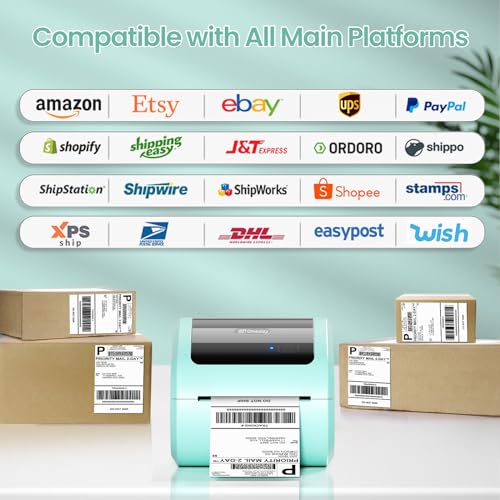 Image of Bluetooth Shipping Label Printer 4x6 - D520BT Wireless Thermal Label Printer for Small Business, Shipping Packages, Compatible with USPS, Shopify, Amazon