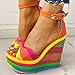 SaraIris Sandals for Women Gladiator Ankle Strap High Heel Platform Shoes Wedge Rainbow Sandals for Women Orange