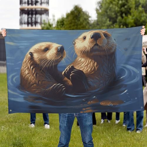 Drapeau de jardin loutres de mer textile résistant intempéries toutes saisons