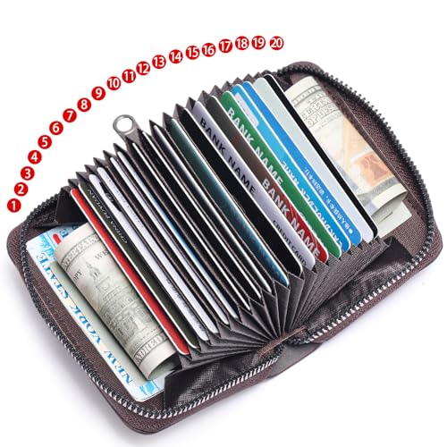 Men for Leather Credit Card Case Holder RFID Blocking Zipper Travel Wallet2