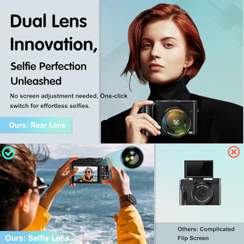 Appareil Photo Numérique-4K 64MP Caméra Numérique avec Selfie Autofocus 16X Zoom Flash Intégré Digital Caméra Portable Appareil Photo pour Débutants(Carte SD n’est Pas Incluse) – Image 5