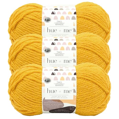 Image of Lion Brand Yarn, Hue + Me Chunky Yarn for Crocheting, Knitting, and Crafts, Sunflower, 3 Pack
