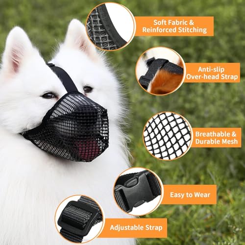 OFFOF Maulkorb für Große Hunde - Atmungsaktive Haustier Maske für Hundetraining – Bequem & Sicher für Kleine, Mittlere & Große Hunde (L)