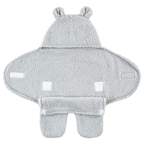Image of Hudson Baby Unisex Baby Animal Sherpa Baby Outdoor Stroller Sack Wrap, Gray, One Size