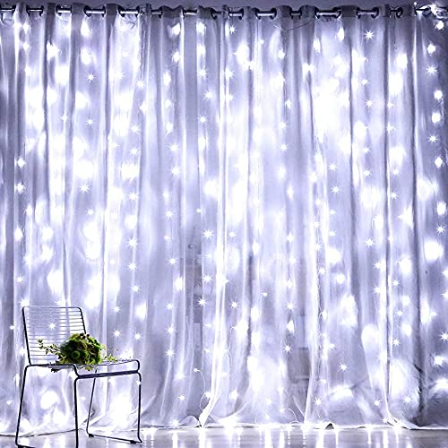 Dazzle Bright Curtain String Lights, 300 Led 9.8Ft X 9.8Ft 8 Lighting Modes Fairy Lights Usb Powered, Waterproof Lights For Christmas Party Wedding Outdoor Indoor Wall Decorations (White) #TOP5