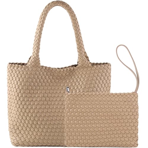 Image of JINMANXUE Fashion Woven Bag Shopper Bag Travel Handbags and Purses Women Tote Bag Large Capacity Shoulder Bags
