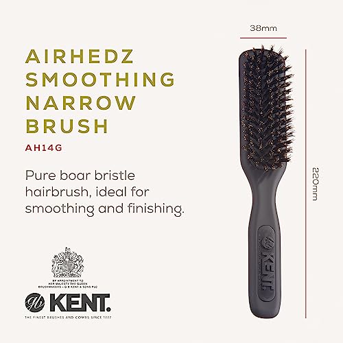 Kent AirHedz Pro Narrow Pure Bristle Paddle Brush Graphite Grey - Image 2