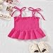 Aalizzwell 4T Toddler Girls Summer Clothes Halter Smocked Outfit Linen Sleeveless Clothing 4-5T Hot Pink