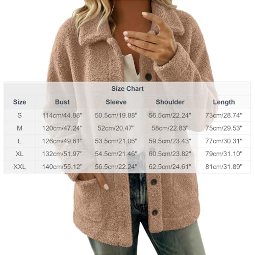 Womens Sherpa Fleece Jacket Long Sleeve Button Down Coats with Pockets - image 4