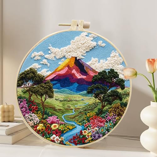 Image of Hzkokon 2 Pack Embroidery Kit for Beginners Adults Cross Stitch Kits Hand Embroidery Kit Includes Stamped Flower Pattern, Hoop, Color Threads,Tools & Follow Instruction