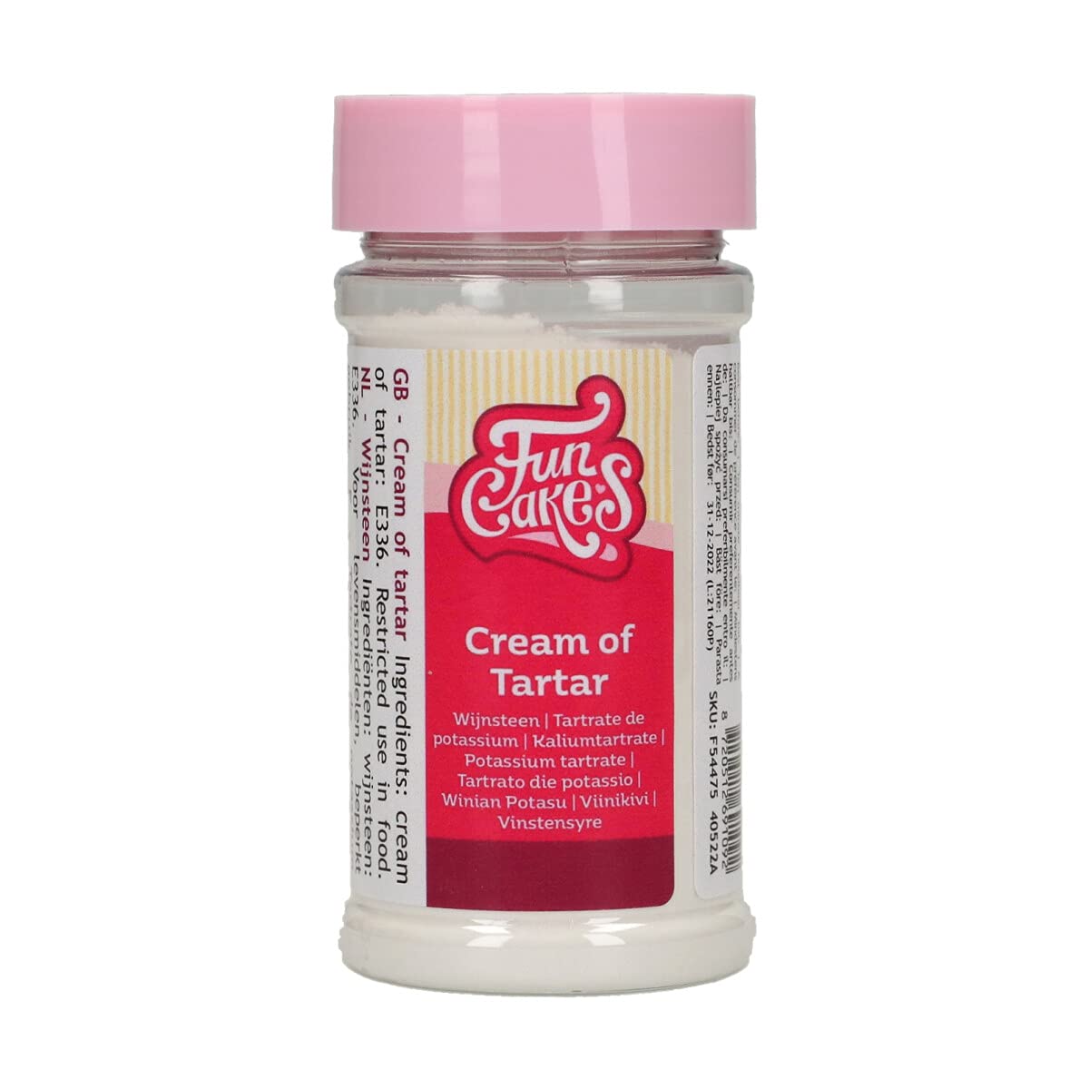 FunCakes Cremor Tártaro: Estabiliza las claras de huevo. Perfecto para hornear merengues y pasteles de ángel. 80 g.