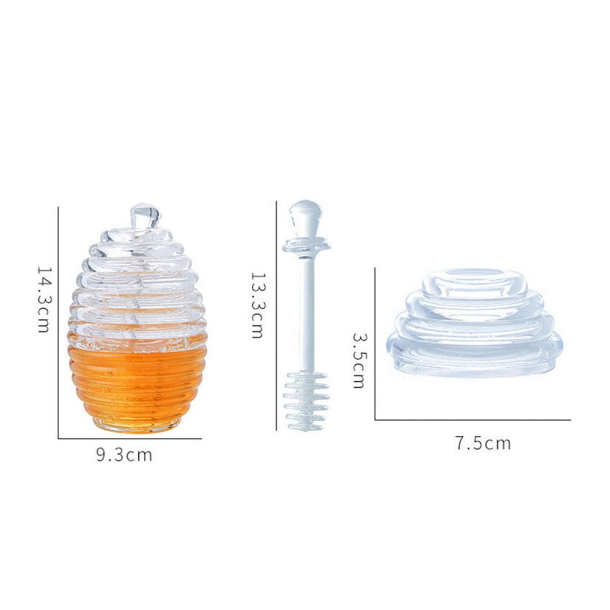 Cabilock 1Set Kitchen Honey Storage Jar with Stirring Rod Transparent Syrup Dispenser for Honey Jam and Seasonings for Home Bakery and Shops Stylish Kitchen Decor