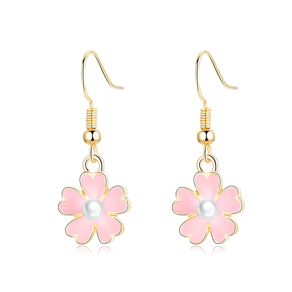 925 Silber Sterling Baumelnde Blumenohrringe, große Blumenohrringe, Lange Blumenohrringe für Frauen und Teenager-Mädchen