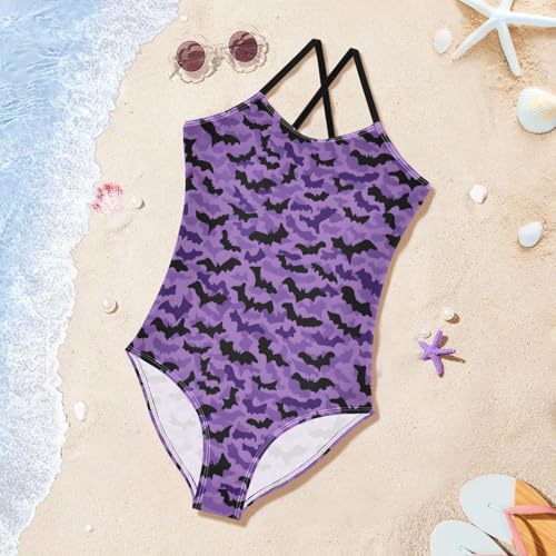 Black Moths Girls One Piece Swimsuits Summer Quick Dry Beach Bathing Suit3