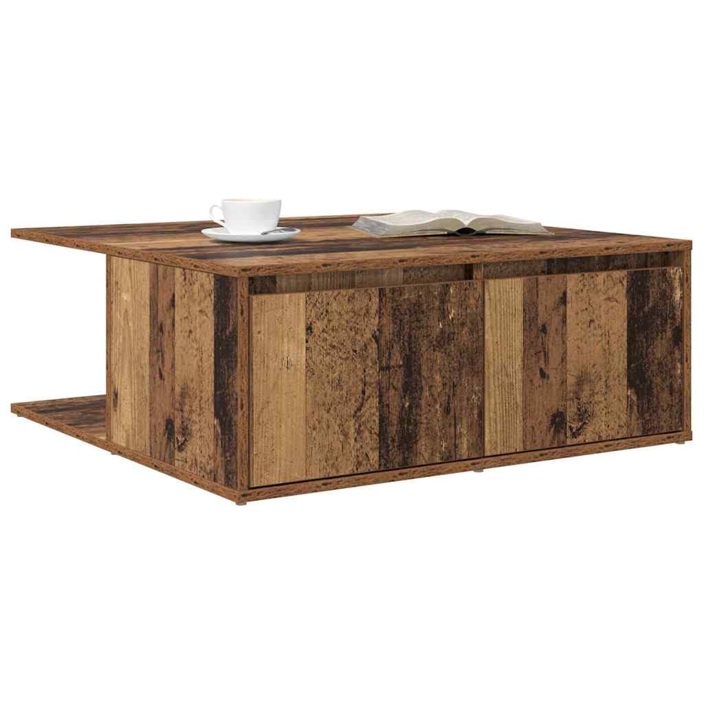 Tavolino da salotto in legno ingegnerizzato legno antico 80 x 80 x 31 cm con 2 cassetti e ripiano, mobiletto contenitore salvaspazio per soggiorno, camera, ufficio
