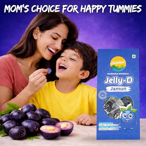 Image of Nutrinat Jelly D Jamun - Fruit Jelly Candy (Pack of 20) | No Gelatin, No Refined Sugar | Plant-Based Pectin Toffee | Healthy Fruity Snacks for All